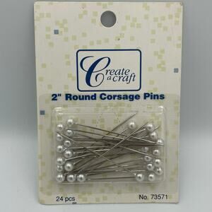 NEW Vintage Create a Craft 24ct 2" Round Corsage pins White
